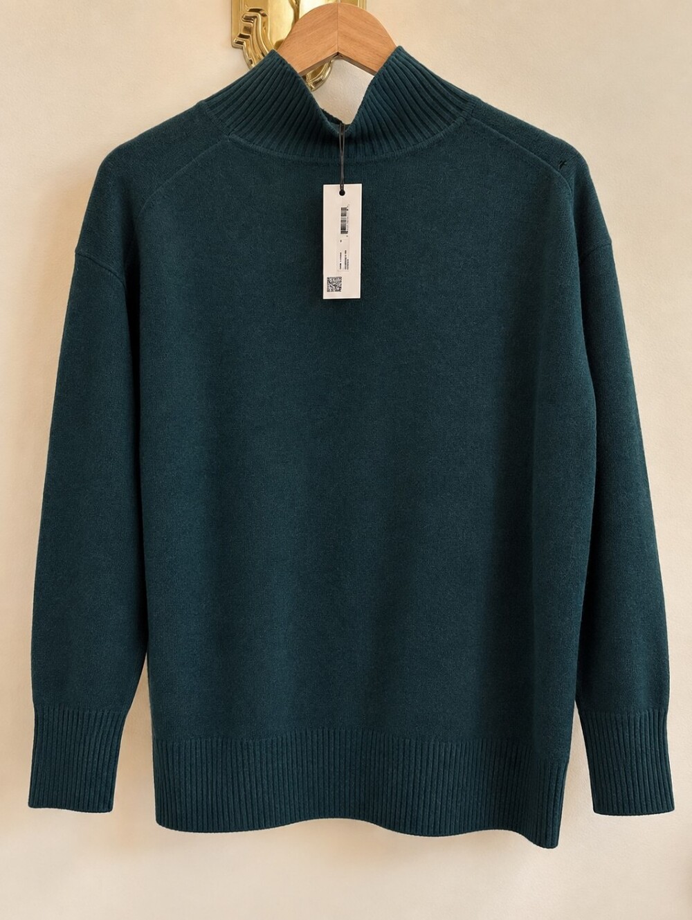 NWT White and Warren Women's Cypress Green Funnel Neck Sweater - Picture 2 of 6